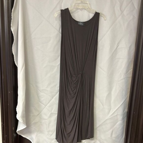Market & Spruce Gray Asymmetrical Pleated Maxi Dress - Picture 1 of 3